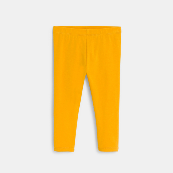 فستان مطبوع برسمة الزهور وكشكشة مع سروال لاغينغ أصفر للفتيات الصغيرات